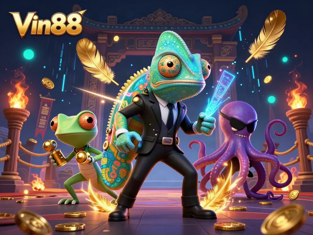 Engage with Vin88's thrilling casino adventures in a dynamic, colorful 3D world.