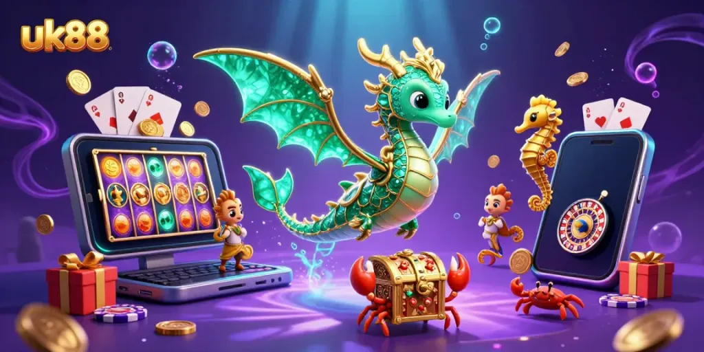 Experience winnings with uk88 through a thrilling underwater casino adventure featuring vibrant sea creatures and games