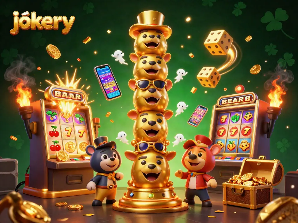 Experience the thrill at jokery casino with vibrant golden totem, jackpots, and lively game elements.